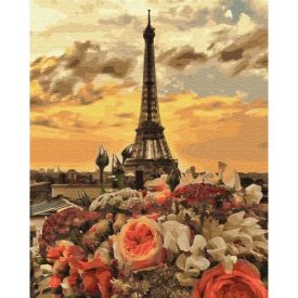 Virágcsokor Párizsban kreatív gyémánt kirakó 30x40 cm